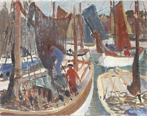 Drying Nets, Concarneau by Greville Irwin