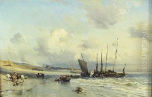 L'arrivee Des Pecheurs by Eugene Isabey