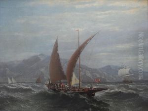 A Mediterranean Tartane In Coastal Waters by Eugene Isabey