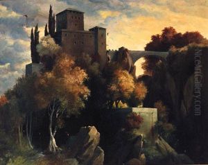 A Castle In A Wooded Landscape by Pietro Isella