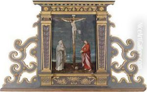 A Crucifixion Group by Adriaen Isenbrandt (Ysenbrandt)