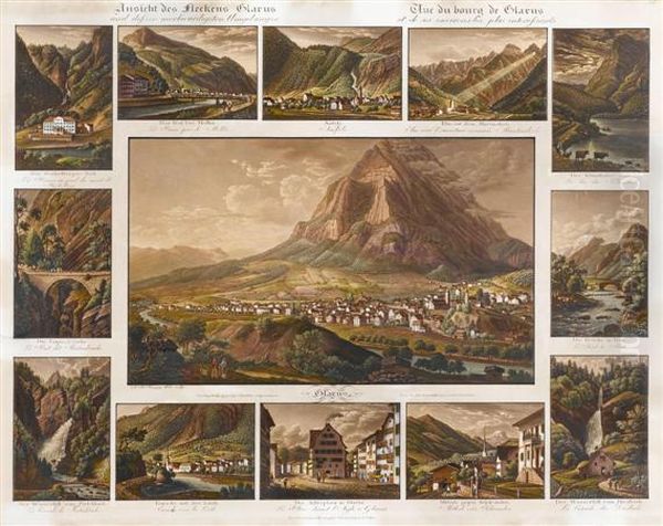 Ansicht Des Fleckens Glarus Und Dessenmerkwurdigsten Umgebungen. - view 1