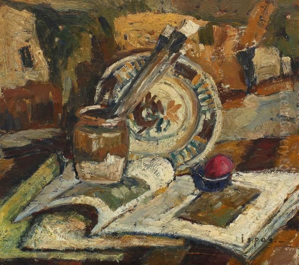 Still Life With Books And Brushes - view 1