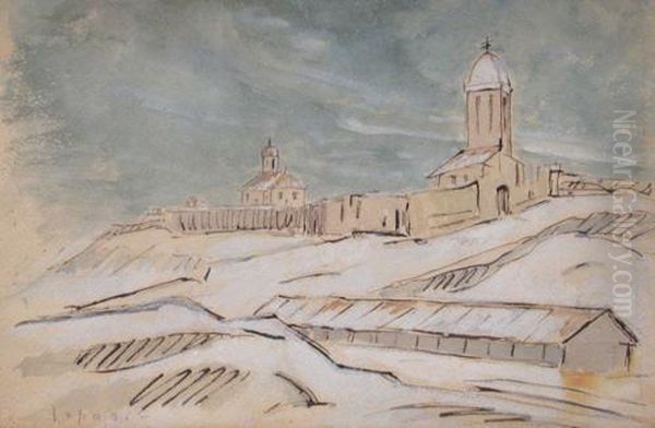 Winter Landscape With Monastry - view 1