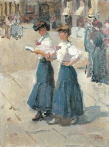 Midinettes On The Pla‚ce Vendome, Paris by Isaac Lazarus Israels