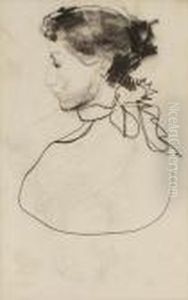 A Portrait Of A Lady With A Ribbon by Isaac Lazarus Israels