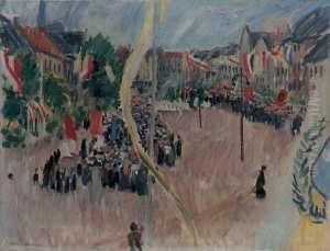 Versammlung Auf Einem Flaggengeschmuckten Platz by Ernst Isselmann
