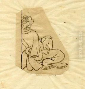 Sans Titre [femme Assise, Vue De Dos, Appuyee Contreune Cloison] by Hanabusa Itcho