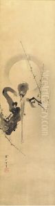 Bird On Plum Branch In Moonlight by Hanabusa Itcho