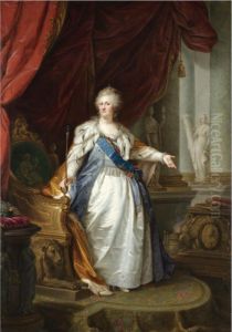 Portrait Of Catherine Ii After The Portrait By Lampi by Ivan Afanasevich Pustynin