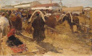 Market In Nizhni Novgorod by Mikhail Filippovich Ivanov
