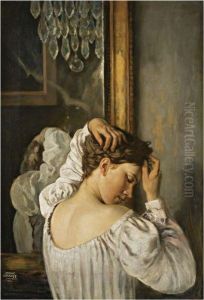 Portrait Of A Lady At Her Toilette by Sergei Ivanov