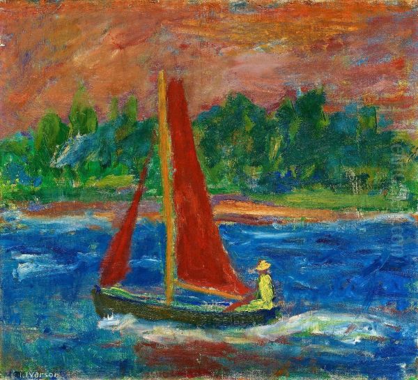 Boat With Red Sails - view 1