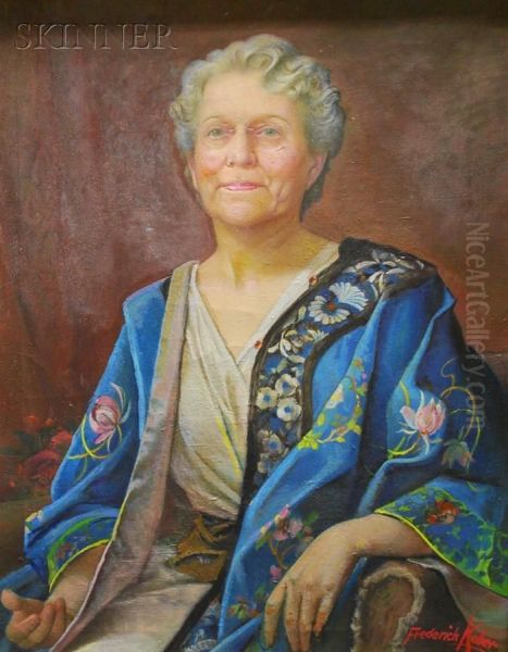 Portrait Ofa Woman In Blue Kimono - view 1