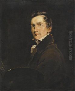 Self Portrait, Half Length, Holding A Palette by John Jackson
