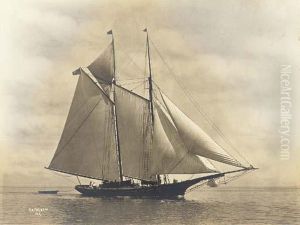 The Schooner Kathleen In Calm Waters by Willard Bramwell Jackson