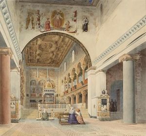 A Chapel Interior Of A Roman Church by Georges Alphonse Jacob Desmalter
