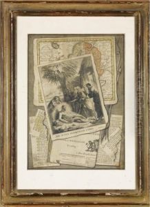Trompe L'oeil Of A Print, Maps, Music And Other Items by Jacob Izaak Domus