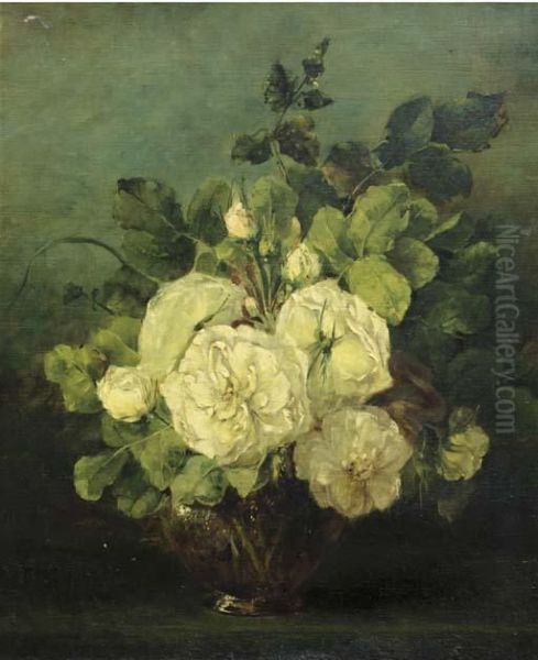 White Roses In A Glass Vase - view 1