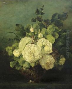 White Roses In A Glass Vase
