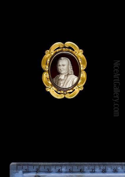 A Gentleman, Wearing Cloak Over Coat, Short White Jabot And Curled Wig. - view 1