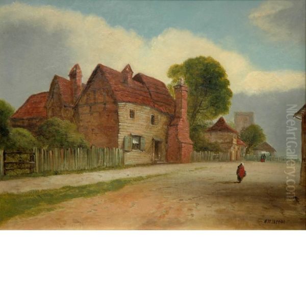 Figure Walking Along A Village Road - view 1
