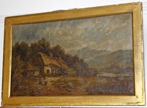 Figures By A Croft In A Mountainouslandscape