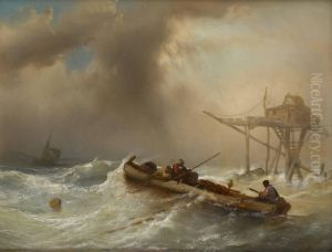 Barque De Pecheurs Dans Unemer Agitee Barque De Pecheurs Dans Unemer Agitee