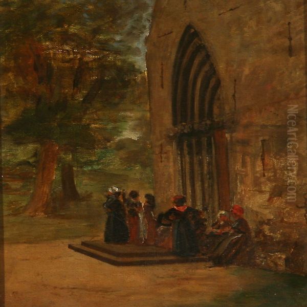 People In Front Of A Church - view 1