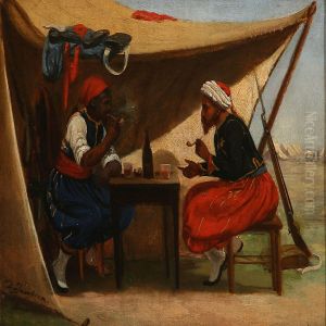 En Negersoldat Og En Zouav I Et Telt by David Jacobsen