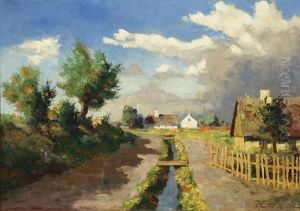 Landscape With Country Road And Village, Summer