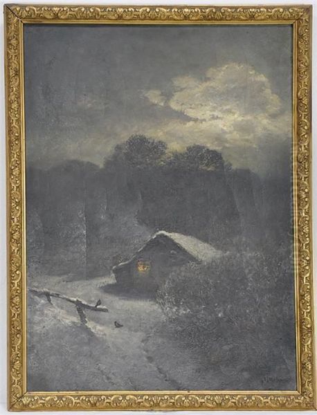 Nachtliche Winterlandschaft Mit Gehoft. - view 1