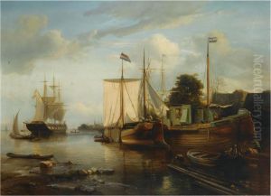 Moored Ships In A Calm