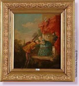 Scene Galante Au Balcon Dans Le Gout Du Xviiieme by Sir Alfred East