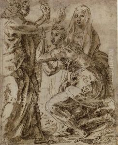 A Group Of Three Figures Perhaps by Jacopo Di Giovanni Di Francesco (Jacone)