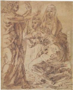 Three Figures by Jacopo Di Giovanni Di Francesco (Jacone)