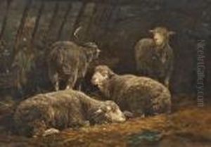 Schafe Im Stall by Charles Emile Jacque
