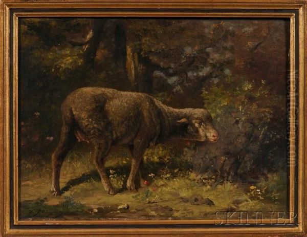 Sheep In A Forest Landscape - view 1