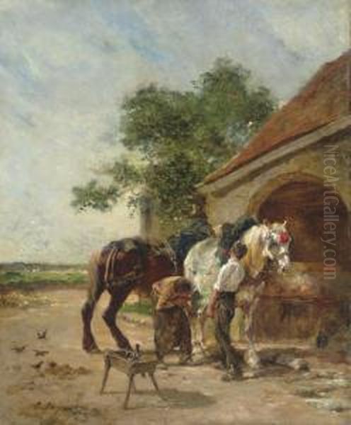 Attending To The Horses - view 1