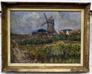 Zicht Op De Molen Van Koksijde by Charles Celestin Jacquet