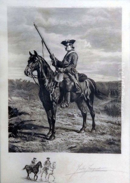 Napoleonic Period Horseman In A Courtyard - view 1