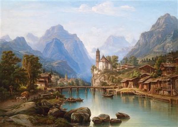 Landschaftsmotiv Mit Reicher Figurlicher Staffage - view 1