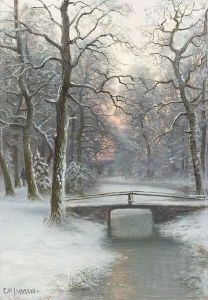 Abendliche Winterlandschaft. by Carl Wilhelm Jaensson