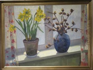Stilleben: Fensterbank Mit Blumentopfen by Johan Jakobsen