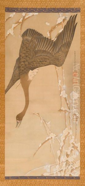 A Fine Kakemono Of A Goose In Winter - view 1
