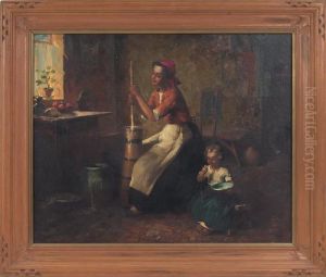 The Butter Churner by Lajos, Louis Jambor