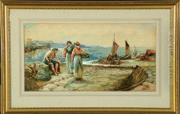 Fisherfolk On A Scottish Quayside - view 1