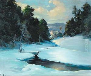 Forest Stream With Snow-covered Banks Forest Stream With Snow-covered Banks