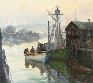 Fisherman Unloading The Day's Catch by Alice James