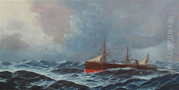 Steamship In A Rough Sea - view 1